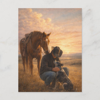 In Good Company | Cowboy Horse Dog | Postkaart