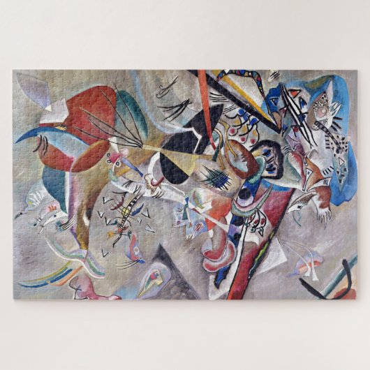 In Gray Kandinsky Modern Abstract Kunstwerk Legpuzzel (Horizontaal)