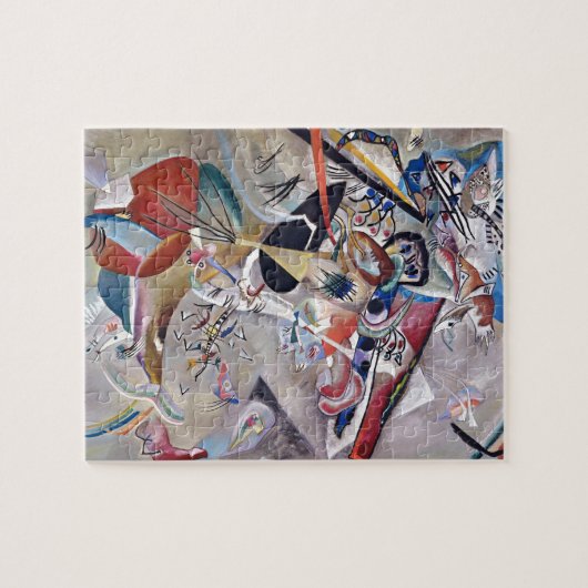 In Gray Kandinsky Modern Abstract Kunstwerk Legpuzzel (Horizontaal)