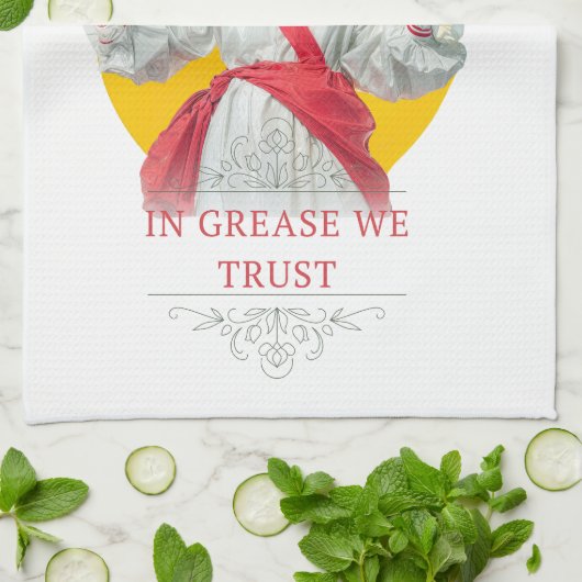 In Grease We Trust. Saint of the Kitchen Theedoek (Gevouwen)