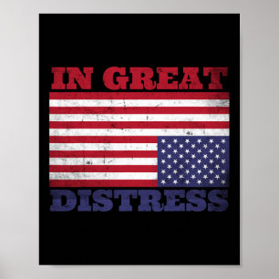 In grote nood ondersteboven American Flag United Poster