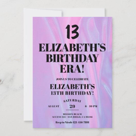 In haar 13e verjaardagsfeestje kaart (Voorkant)