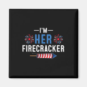 In haar Firecracker 4th of July USA Patriotic Coup Magneet