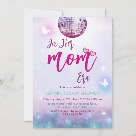 In haar moeder tijdperk Paarse muziek Baby shower Kaart (Voorkant)