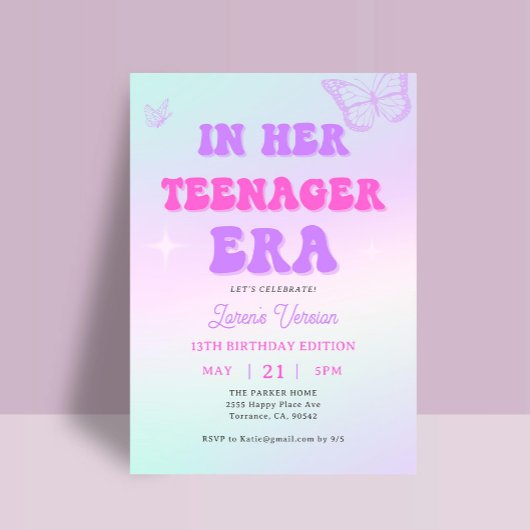 In haar tiener tijdperk versie verjaardagsfeestje kaart