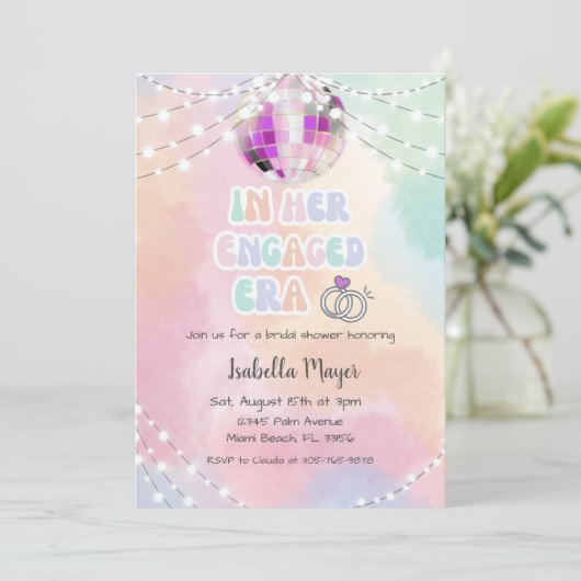 In haar tijd muziek retro pastel Vrijgezellenfeest Kaart (Staand voorkant)