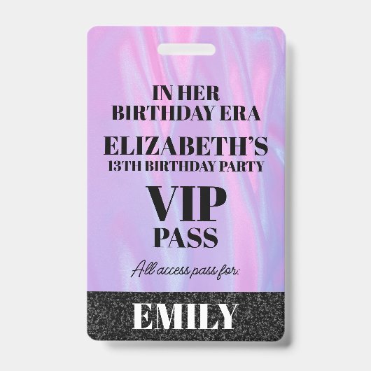 In Haar Verjaardag Era VIP PASS Custom Party Lanya Badge (Front)