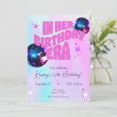 In haar verjaardag tijdperk disco iriserende uitno kaart (Staand voorkant)