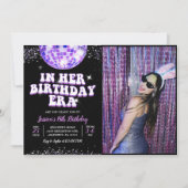 In haar verjaardag tijdperk verjaardagsfeestfoto kaart (Voorkant)