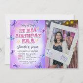 In haar verjaardag tijdperk verjaardagsfeestfoto kaart (Voorkant)
