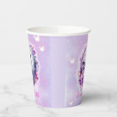 In haar verjaardag tijdperk verjaardagsfeestje pap papieren bekers (Links)