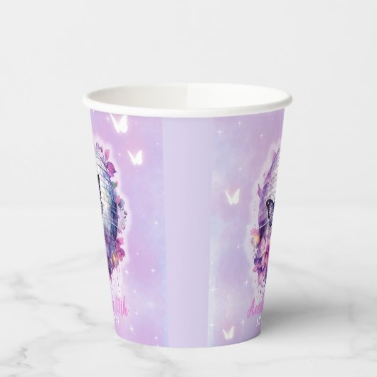 In haar verjaardag tijdperk verjaardagsfeestje pap papieren bekers (Links)