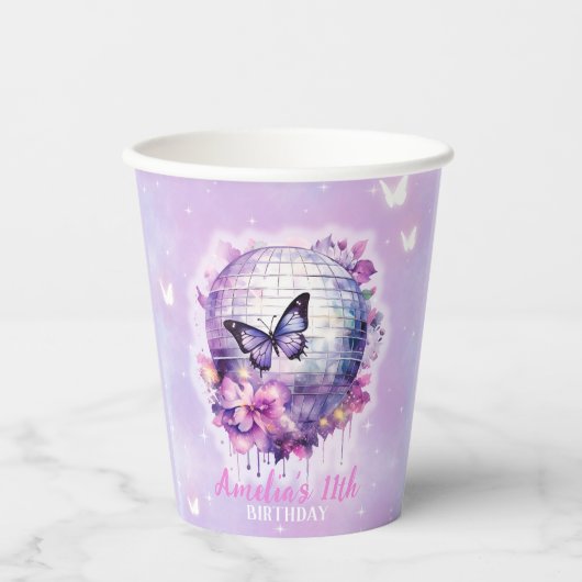 In haar verjaardag tijdperk verjaardagsfeestje pap papieren bekers (Voorkant)