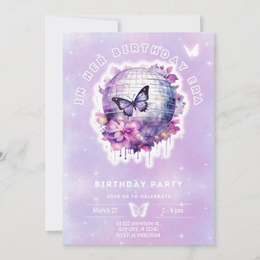 In haar verjaardag tijdperk verjaardagsuitnodiging kaart (Voorkant)