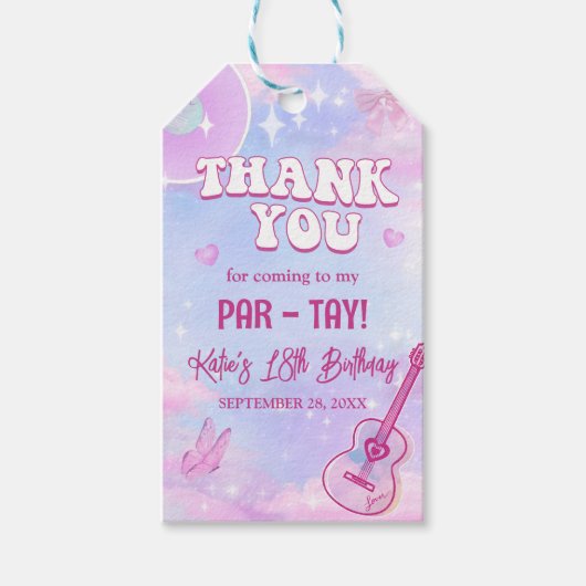 In haar verjaardagsfeestje cadeaulabel (Voorkant)