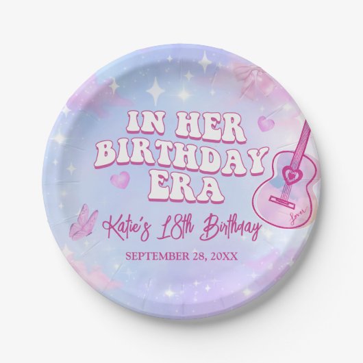 In haar verjaardagsfeestje papieren bordje (Voorkant)
