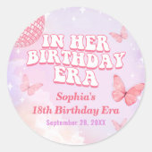 In haar verjaardagsfeestje ronde sticker (Voorkant)