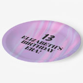 In haar verjaardagstijd elk tijdperk verjaardagsfe papieren bordje (Gekanteld)