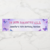 In haar verjaardagstijdperk feest vlinder waterfle waterfles etiket (Enkel label)