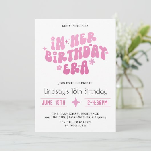 In haar verjaardagstijdperk Groovy Retro Boho Kaart (Staand voorkant)