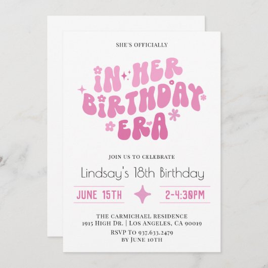 In haar verjaardagstijdperk Groovy Retro Boho Kaart (Voorkant / Achterkant)