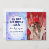 In haar verjaardagstijdperk vlinder verjaardag fot kaart (Voorkant)