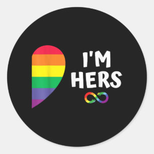 In haar ziet ze de mijne matchen voor trots lesbis ronde sticker
