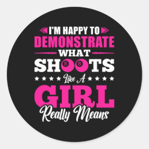 In Happy Demonstreren Speel als een Meisje Pool sp Ronde Sticker