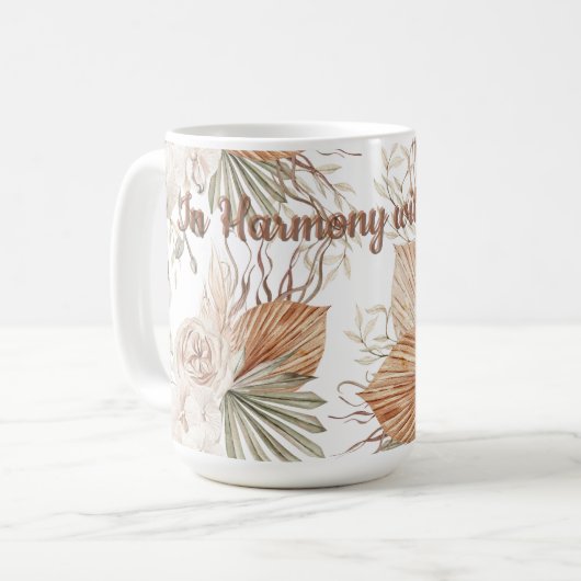 In Harmony with the Wild Mug | Boho Ceramic Cup Koffiemok (Voorkant links)