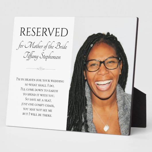 In Heaven Moeder van Bride Photo Memorial Wedding Fotoplaat (Zijkant)