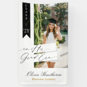 In Her Grad Era Elegant Photo Graduation Party Spandoek (Verticaal)