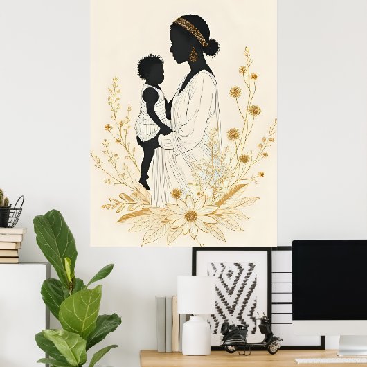 In Her Silence, He Finds Safety I Poster (Thuiskantoor)