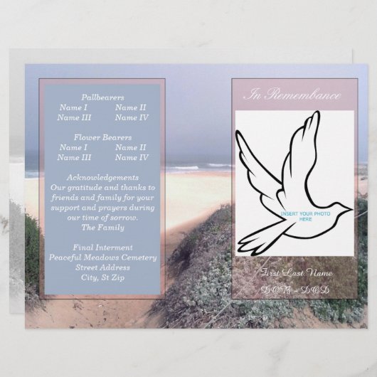 In Herdenking: één-voudig begrafenisprogramma (Voorkant / Achterkant)