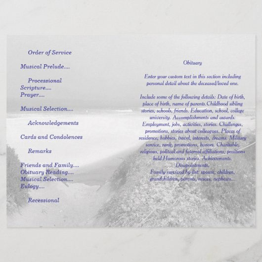 In Herdenking: één-voudig begrafenisprogramma (Achterkant)