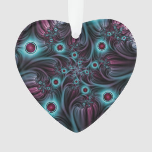In het Abstracte fractale heart van het  dieptebla Ornament