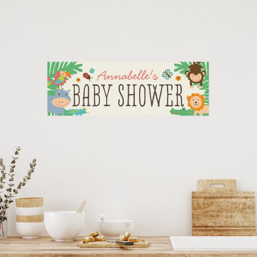 In het Baby shower van het Oerwoud Banner 12x36 Poster (Keuken)