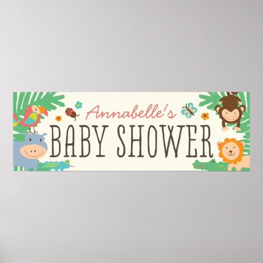 In het Baby shower van het Oerwoud Banner 12x36 Poster (Voorkant)
