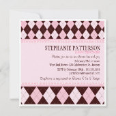 in het Baby shower van het Roze Argyle Twin Girl Kaart (Achterkant)