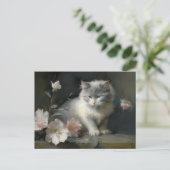 In het bedrijf Flowers Grey and White Kitten Briefkaart (Staand voorkant)