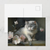 In het bedrijf Flowers Grey and White Kitten Briefkaart (Voorkant / Achterkant)