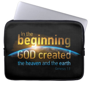 In het begin Creëer de GOD Christelijke Faith Ver Laptop Sleeve
