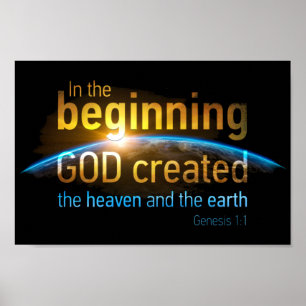 In het begin Creëer de GOD Christelijke Faith Vers Poster