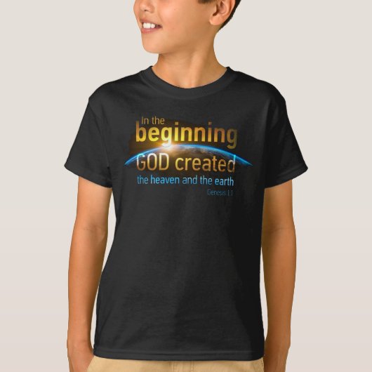 In het begin Creëer de GOD Christelijke Faith Vers T-shirt (Voorkant)