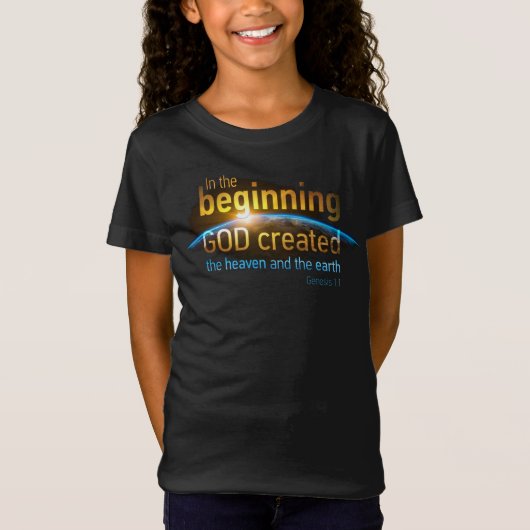 In het begin Creëer de GOD Christelijke Faith Vers T-shirt (Voorkant)