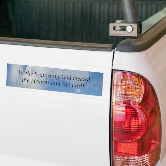 In het begin Creëer God .... Cloud Bumpersticker (Op Truck)