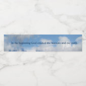 In het begin Creëer God hemel en aarde Waterfles Etiket (Enkel label)