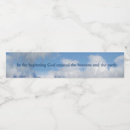 In het begin Creëer God hemel en aarde Waterfles Etiket (Enkel label)