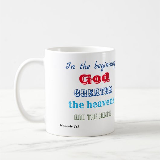In het begin Creëer God Koffiemok (Links)
