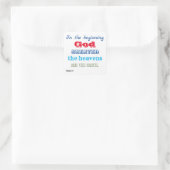 In het begin Creëer God Vierkante Sticker (Tas)