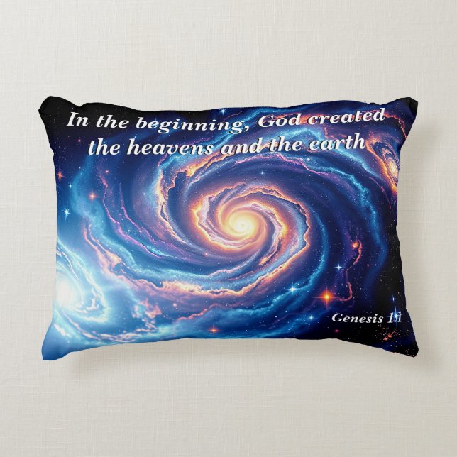 In het begin, God & Schepping Vers Accent Kussen (Voorkant)
